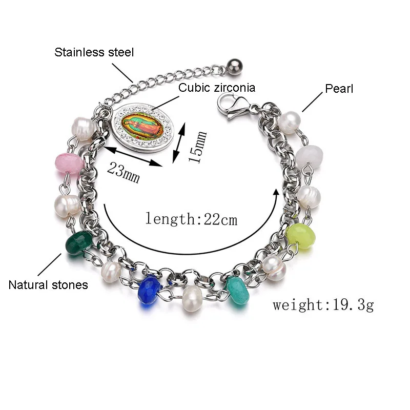 Женские двухслойные браслеты цепочки из нержавеющей стали очаровательные