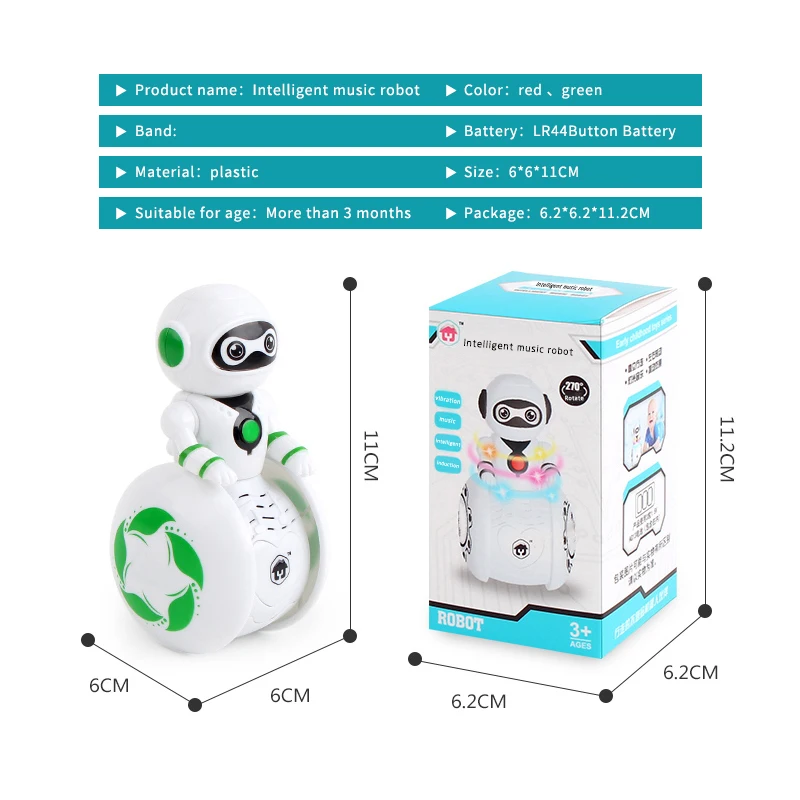 Интеллектуальный робот-кубок со встроенной музыкой и сенсорным управлением игрушка для детей из экологически чистого пластика.