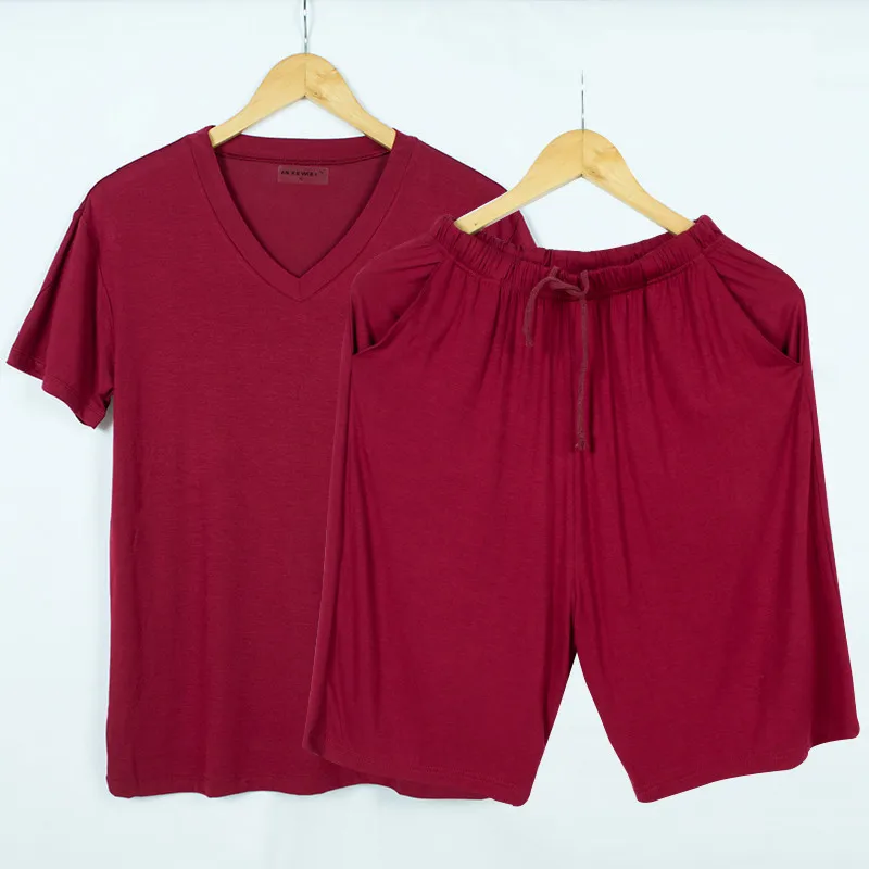 Размера плюс летняя Пижама для сна комплекты нижнего белья модал короткий рукав