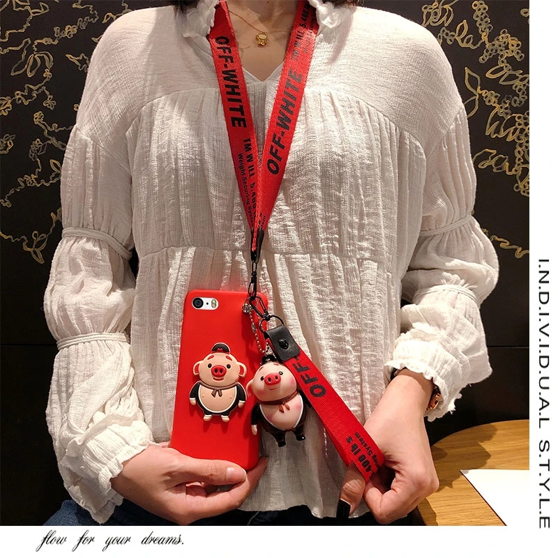 Чехол для iPhone X Красный новогодний чехол со Свинкой 5/5S/se 6 S мягкий 7/8 + ремешок