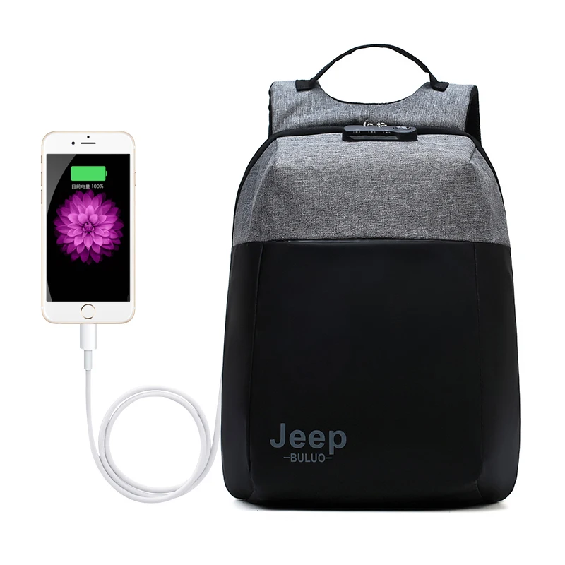 Jeep buluo бренд USB зарядка Противоугонный рюкзак для мужчин 15 дюймов рюкзаки
