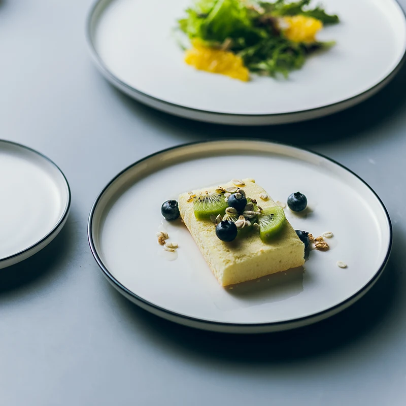 1 шт. тарелка для завтрака в скандинавском стиле керамическая черная оправа с