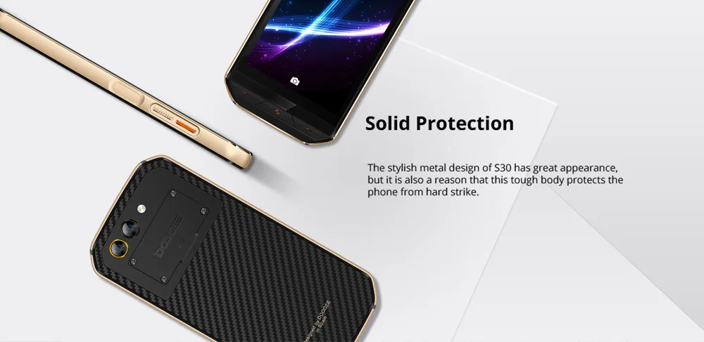 DOOGEE S30 IP68 Водонепроницаемая двойная задняя камера для смартфона 5580 мАч Быстрая зарядка 5," HD MTK6737 Android 7,0 2 ГБ+ 16 Гб 8 Мп отпечаток пальца