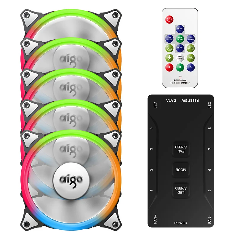 C5 RGB Fan Aigo darkFlash Aurora C5, комплект, чехол для ПК, вентилятор, RGB светодиодный, 120 мм, Охлаждающие вентиляторы, регулировка, цветной, PC, cpu, чехол для компьютера, Охлаждающий радиатор - Цвет лезвия: C5 RGB Fan