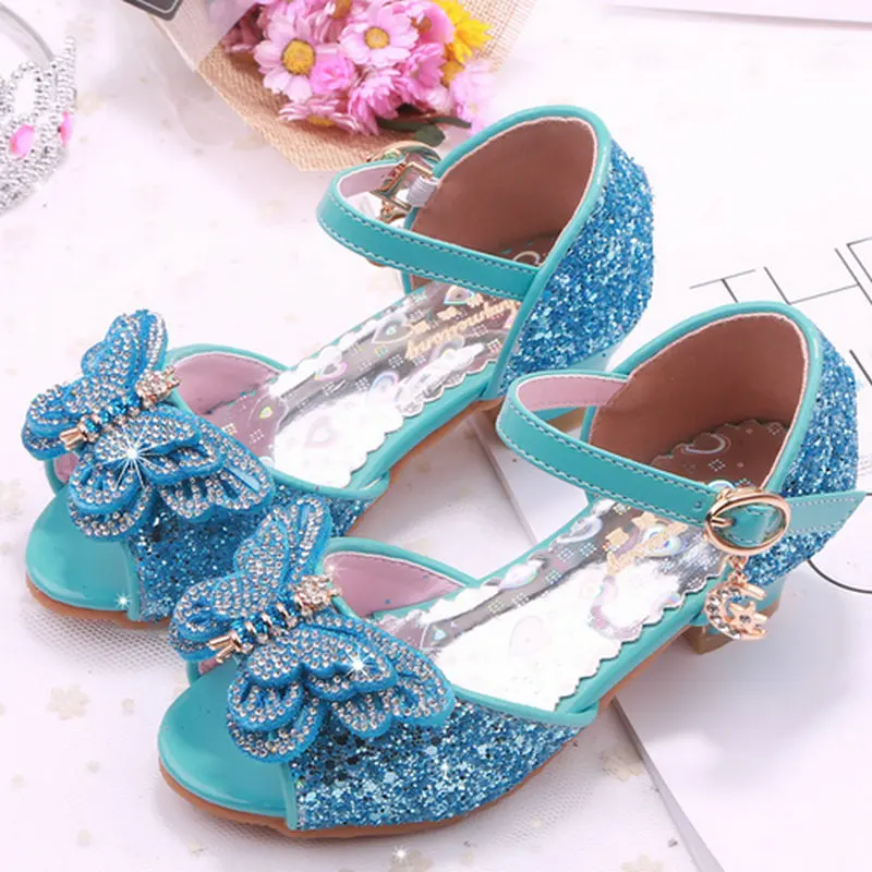 Детские сандалии для девочек на каблуке детская обувь Летние принцессы с