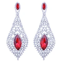 farlena jewelry silver color crystal wedding long earrings leaf shape chandelier earrings for women brides bridesmaid
