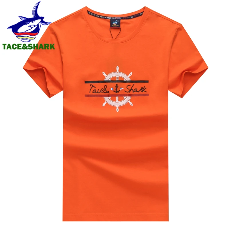 Бренд TACE & SHARK летняя мужская футболка модная повседневная с круглым вырезом и
