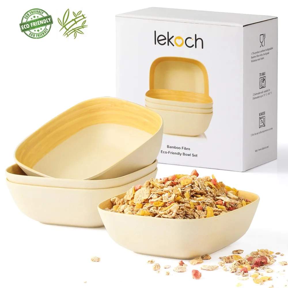 Lekoch 4 шт. бамбуковый набор посуды из бамбуковых волокон квадратная фруктовая