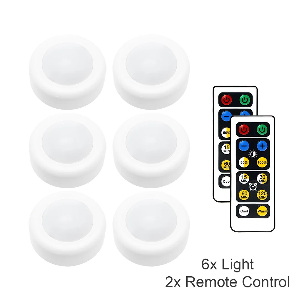 6x Light Светодиодный светильник для шкафа, беспроводной портативный пульт дистанционного управления с питанием от батареи, светодиодный светильник для шкафа, лестницы, коридора, светильник ing - Цвет: 6x Light