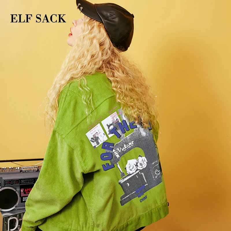 ELFSACK Осенние новые женские пальто хлопковые повседневные однотонные куртки с