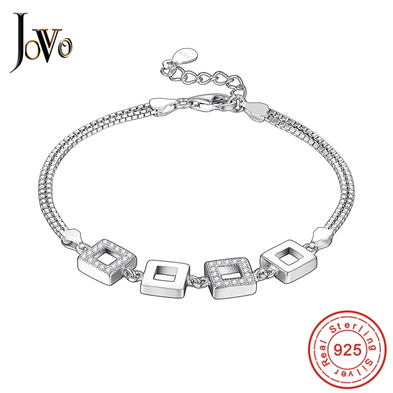 JOVO 925 пробы Серебристые Подвески Симпатичные Браслеты Дамская Мода