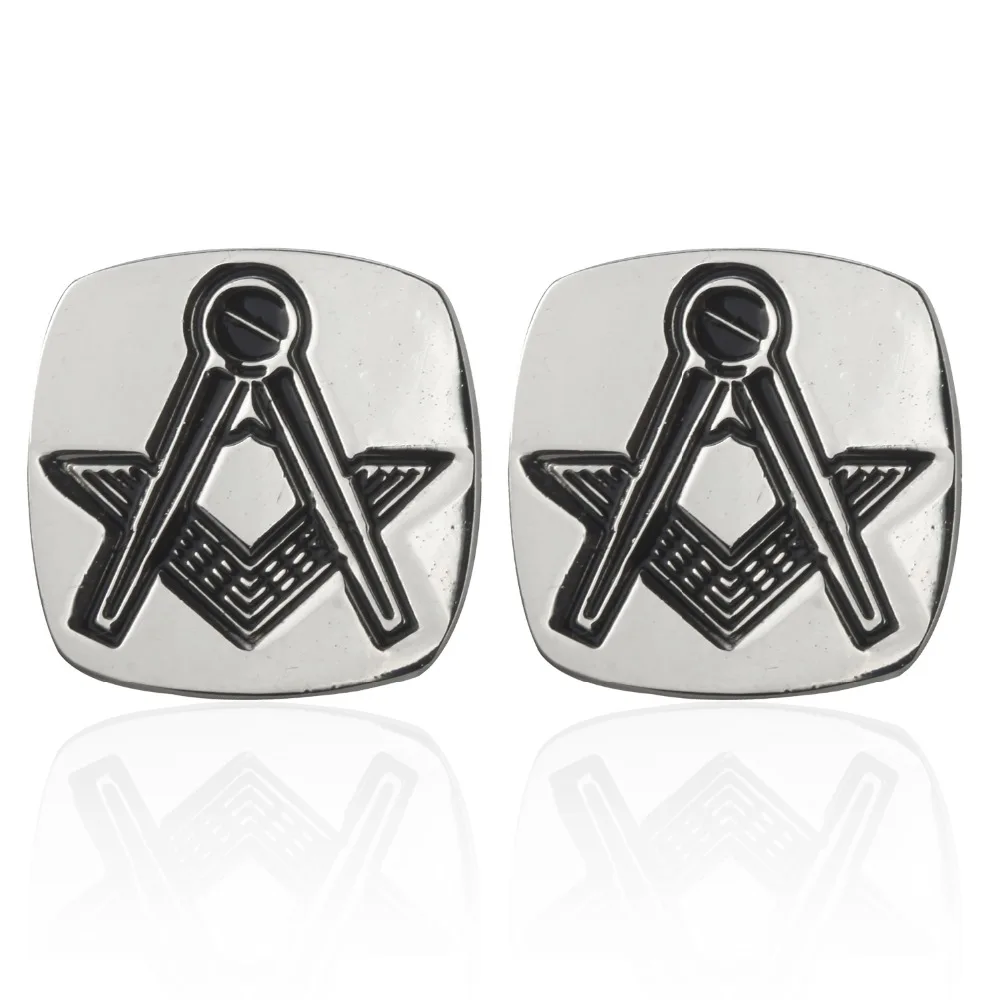 Мужские модные ювелирные изделия серебристые квадратные Масонские Запонки с