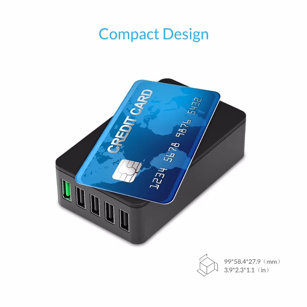 Быстрое зарядное устройство USB ORICO QSE QC2.0 5V2. 4A/9V2A/12V1. 5A 4 5 портов настольное для