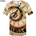 Мужская футболка с коротким рукавом KYKU, повседневная Механическая футболка с 3d-геометрическим рисунком, лето