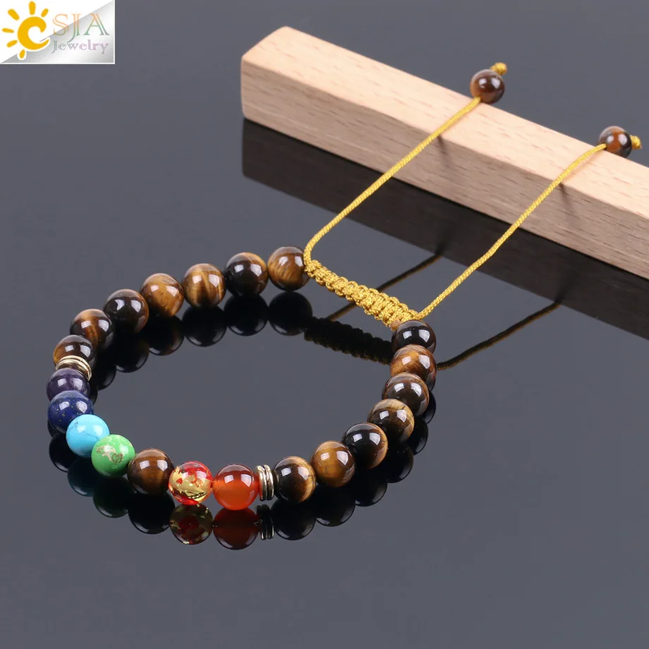 Женский браслет с натуральным драгоценным камнем CSJA обруч 7 искусственными