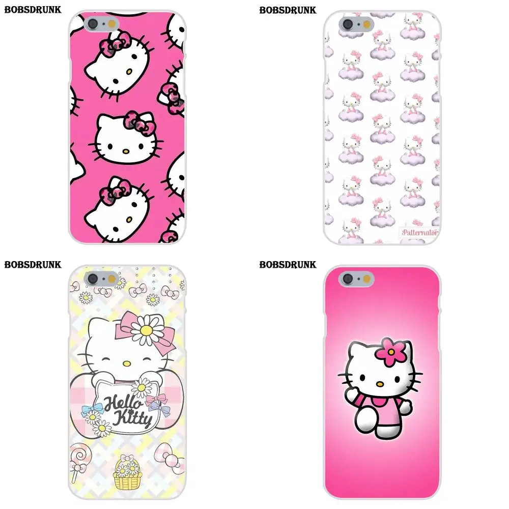 Мягкий ТПУ чехол для мобильного телефона hello kitty с милыми мультяшными узорами для Apple iPhone 4 4S 5 5C SE 6 6S 7 8 Plus X