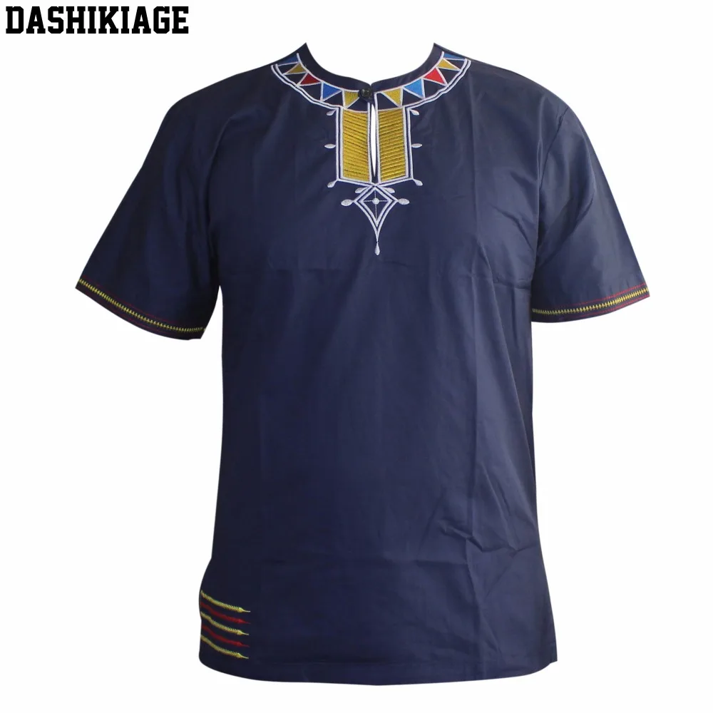 Dashikiage мужская вышитая тонкая африканская Винтажная Футболка замечательных цветов с круглым вырезом традиционный Дашики малийский Топ
