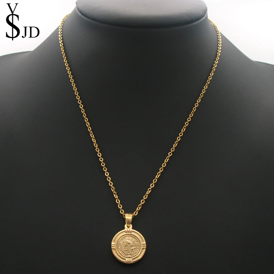 YSJD религиозное ожерелье ювелирные изделия из нержавеющей стали золотой круглый