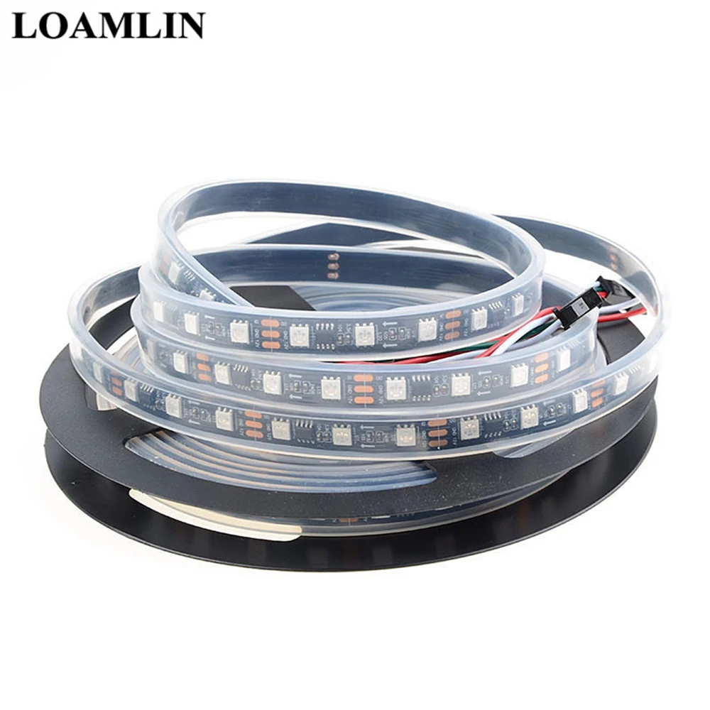 1 м 2 3 4 5 WS2811 5050 SMD RGB лента Адресуемая 30/48/60 светодиодов/м чёрно белые печатные платы