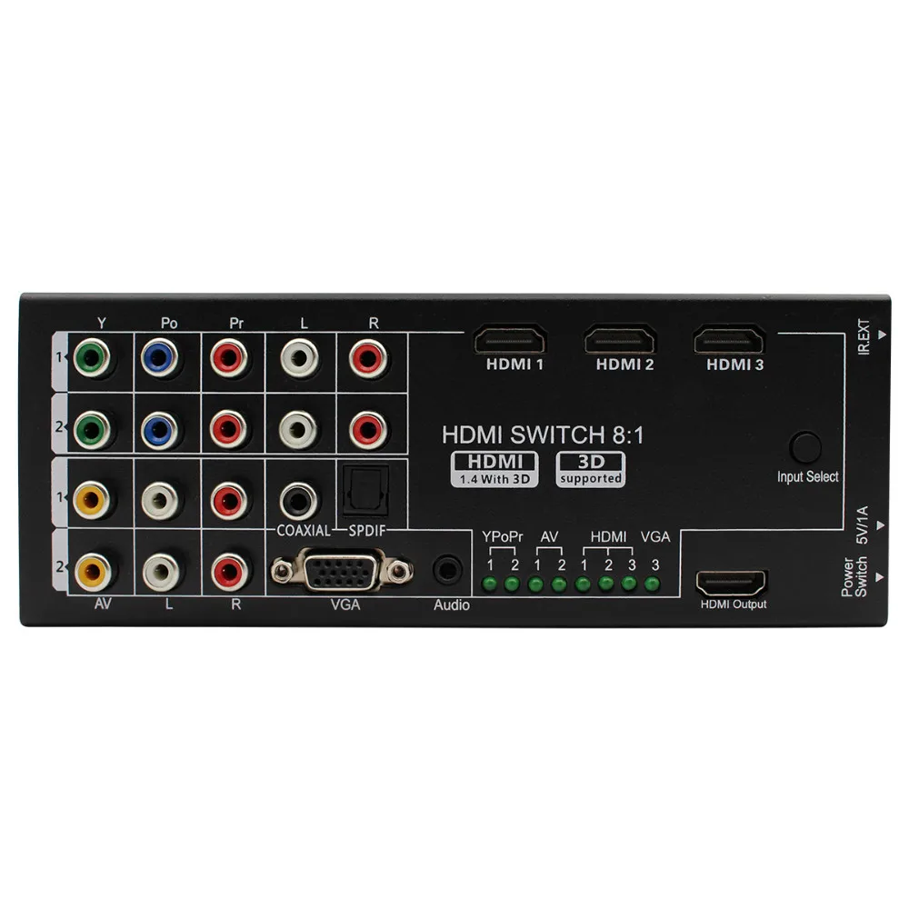 Многофункциональный преобразователь HDMI с 8 входами на + коаксиальный выход SPDIF