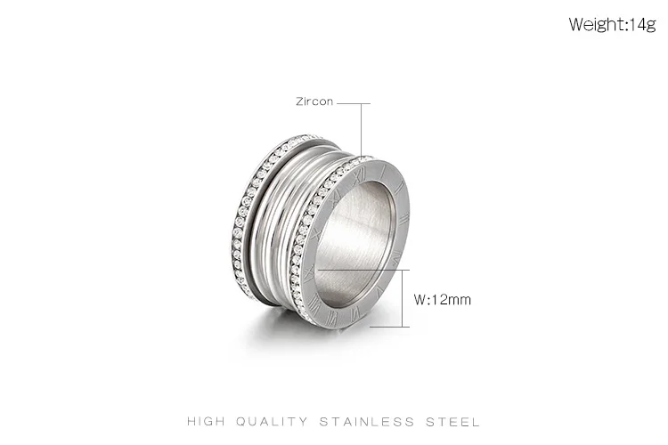 Kalen, новинка, 3 цвета, нержавеющая сталь, Bague Femme, трендовые, кубический циркон, обручальные кольца для женщин, римские цифры, Anillos Mujer, ювелирные изделия