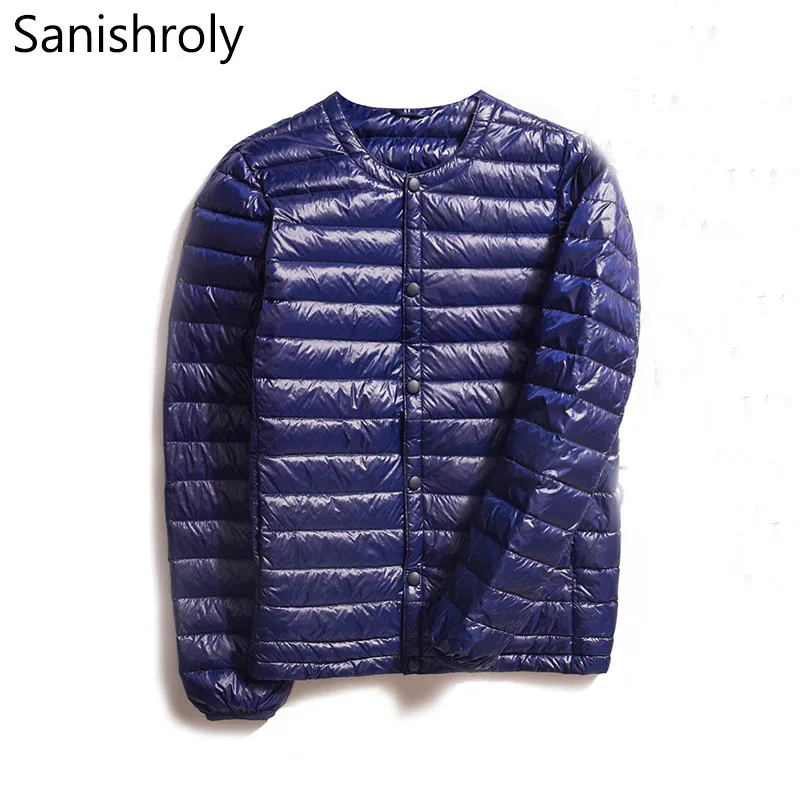Мужской пуховик Sanishroly ультра светильник на белом утином пуху тонкая короткая
