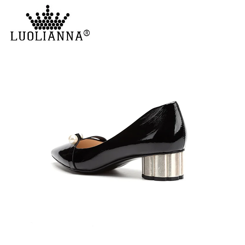 Luolianna Для женщин классические туфли квадратный каблук Лакированная кожа