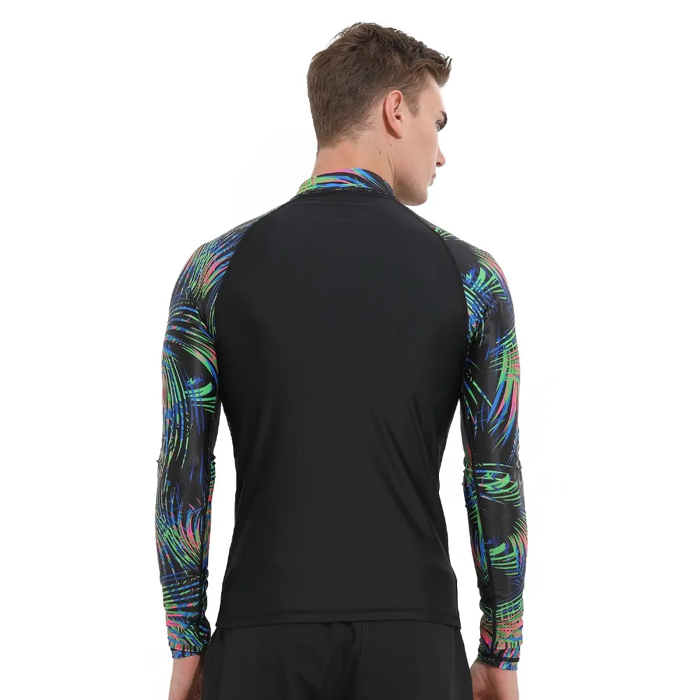 Мужская рубашка с длинным рукавом SBART черная высоким принтом защитой шеи и