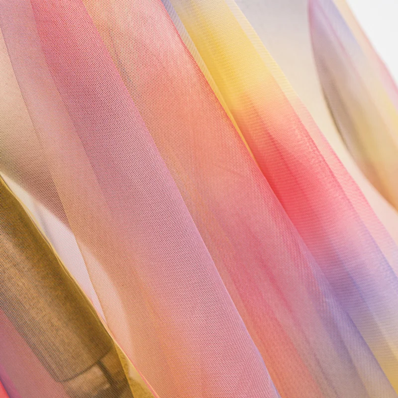 

Цветная Радужная сетчатая кружевная ткань для шитья платья, свадебное украшение, 5 ярдов/Лот, TJ0263