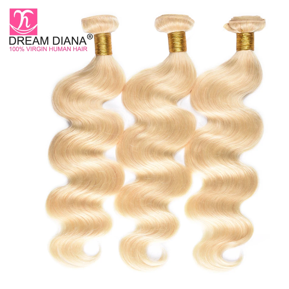 DreamDiana бразильские волосы Remy 613 блонд волнистые 3 пучка 100% чистый пучки