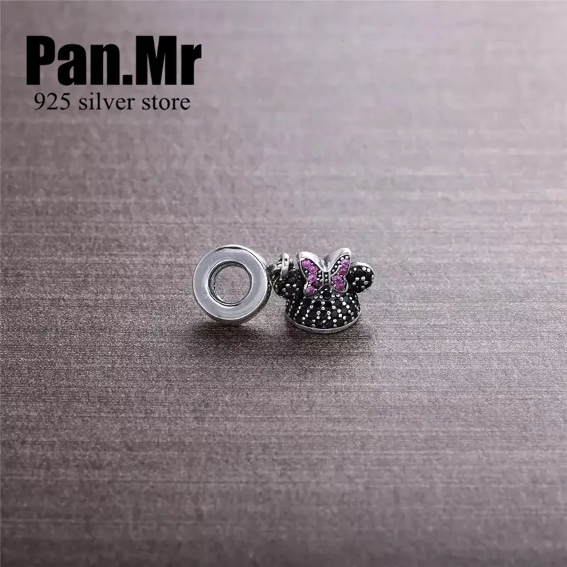 925 серебряный шарм Идеальный Тонкий блестящий Минни hat мотаться DIY подходит