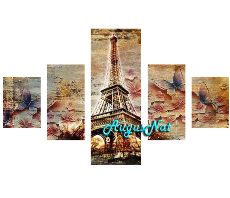 

multi pictures combination paris tower diamond painting full square diamond sticker scenery wall art decor butterfly needlework