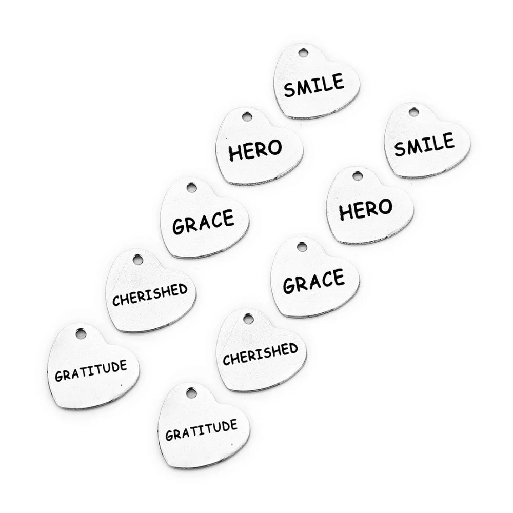 SAUVOO 5 шт./лот из нержавеющей стали Hero Grace Выгравированные Слова Любовь Сердце