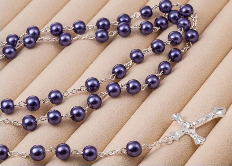 Поставки новые популярные мода 2 Слоя pearl Религиозных крест бусы Христианской