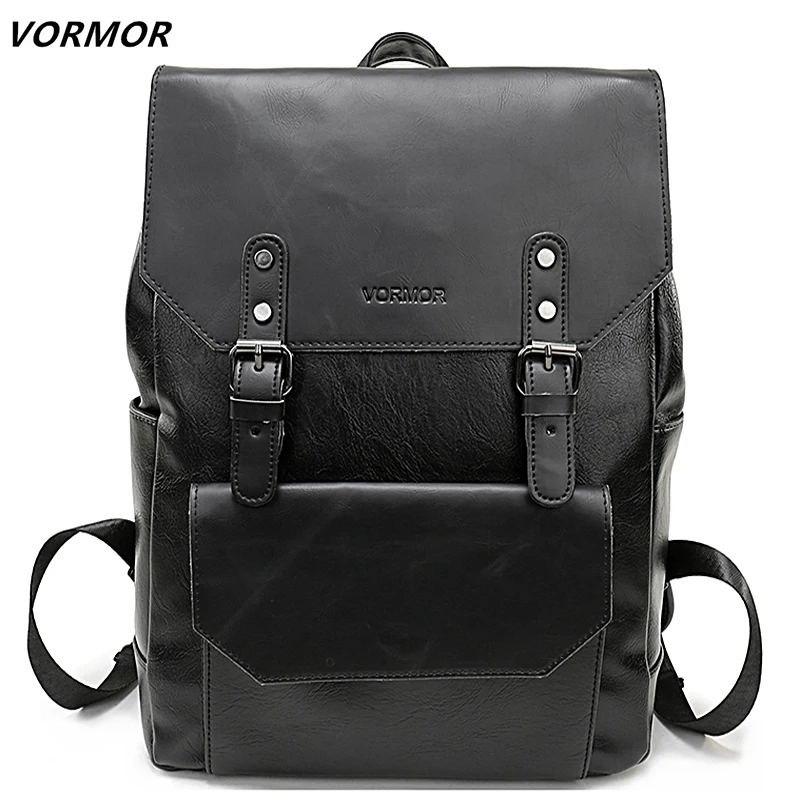 VORMOR Simple Large Capacity Leather Backpack For Travel Office Men Backpack Fashion School Bag mochila Black/Brown/Coffee