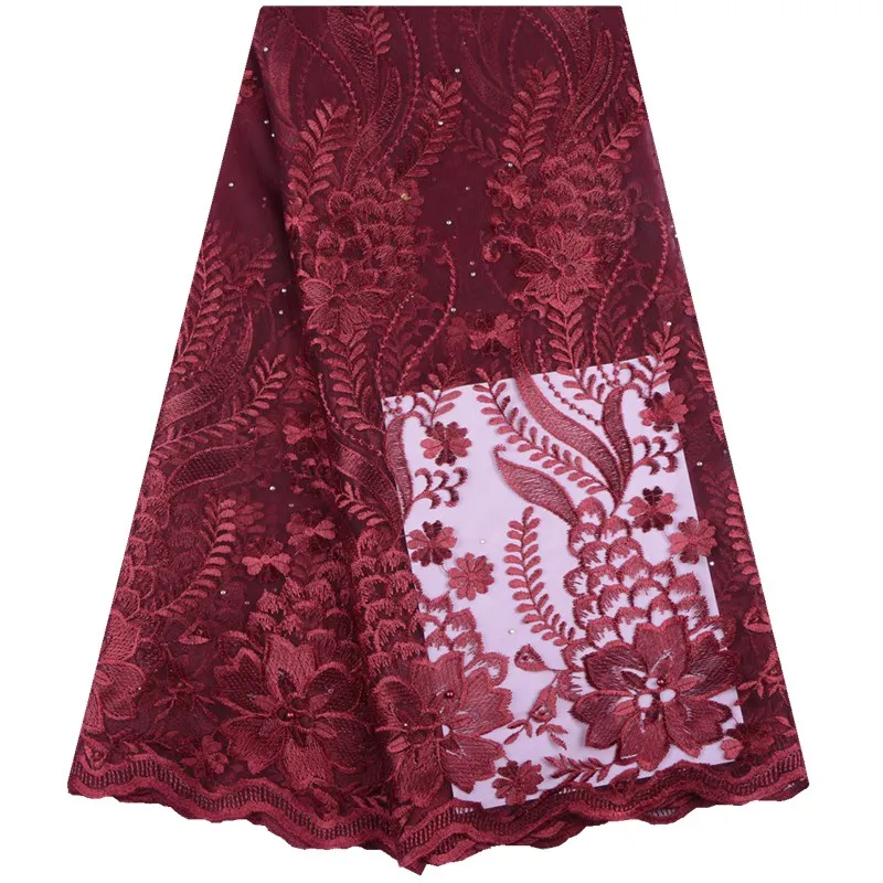 2019 Latest French Mesh Lace Fabric Top Sale African Tulle With Beads Voile Fabrics For Nigerian DressA1553 | Дом и сад