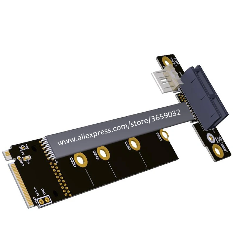 Кабель удлинитель для видеокарты M.2 NVMe на PCIe 1x 16x Riser X11050ti 1060ti 1080ti RX580 NVIDIA AMD A N Card Btc