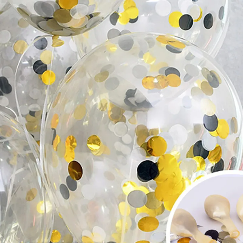 Новые черные Серебряные шары с золотыми Конфетти Для девичника декорации на