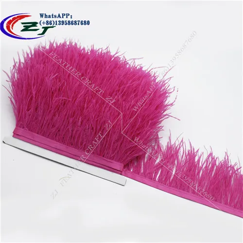 fuschia Высокое качество, 5-10 метров, Фиолетовая лента из страуса, перьевые кромки, бахрома, DIY Одежда/Аксессуары для костюма - Цвет: fuschia