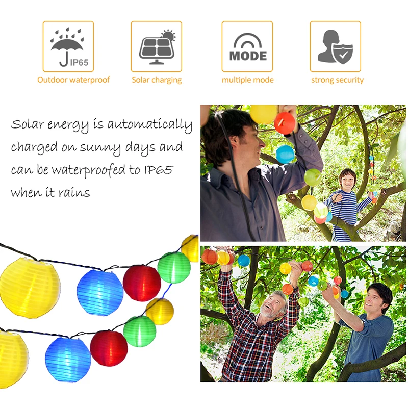 Уличная сказочная гирлянда на солнечной батарее 10/30 светодиодов Рождественский
