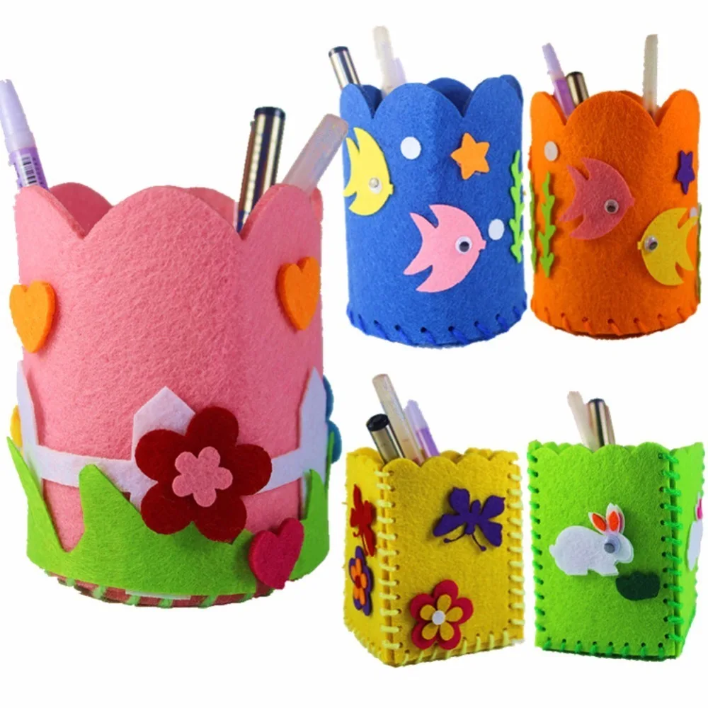 

2018 New Educational DIY Craft Tangram Block Kit Toys 1pc Children Creative DIY Pencil Holder Kids Craft Toy Kits #CS
