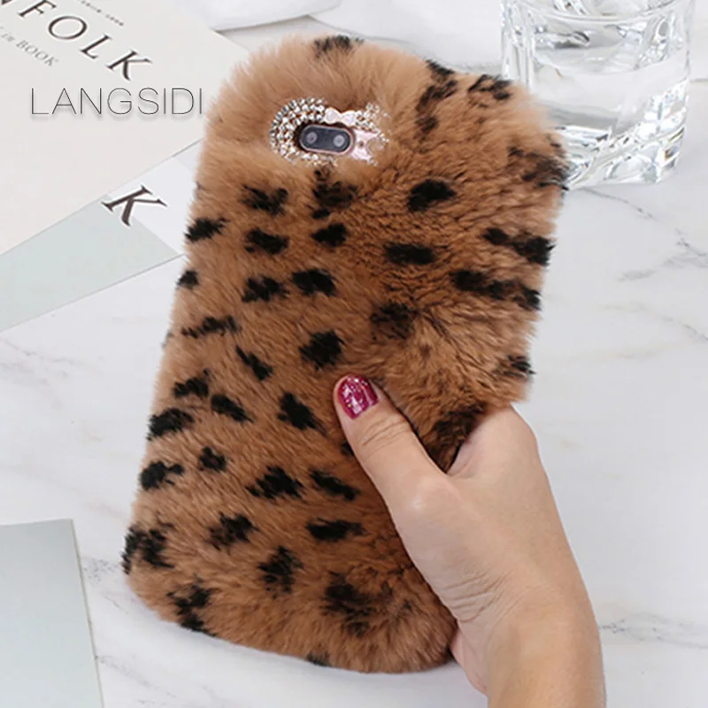 2018 New For iPhone 7 Plus case handmade Leopard plush style back cover Other Case | Мобильные телефоны и аксессуары