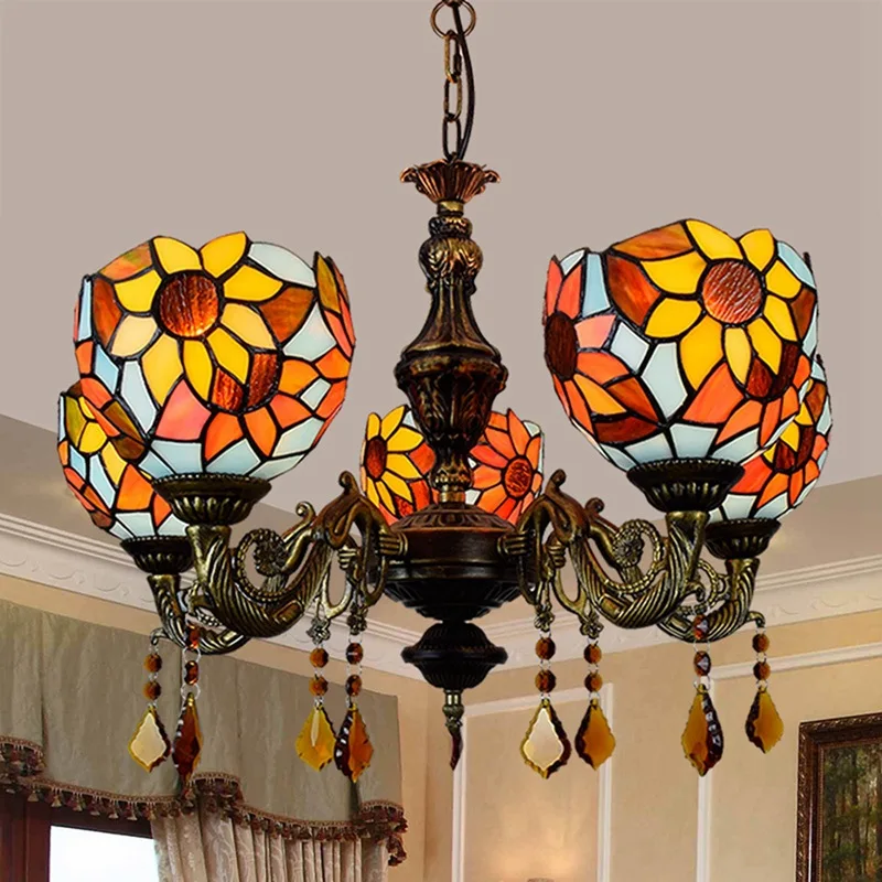 Американский Сад Подсолнух ретро Тиффани цветное стекло гостиная бар клуб 5