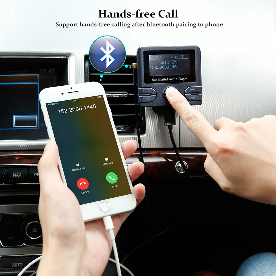 Универсальный автомобильный DAB/DAB + радиоприемник fm передатчик Bluetooth Handsfree Car Digital