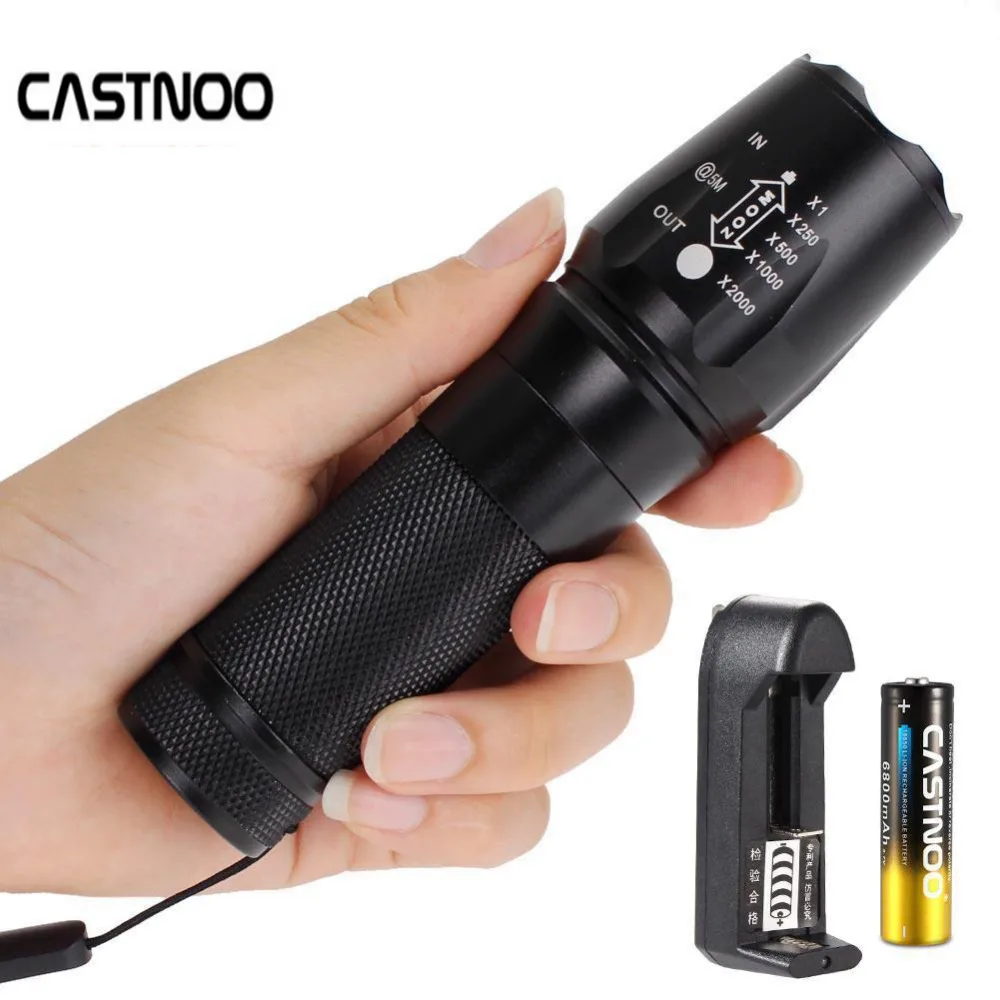 CASTNOO 8000LM T6 светодиодные алюминиевые факела Масштабируемые фонарики фонарик