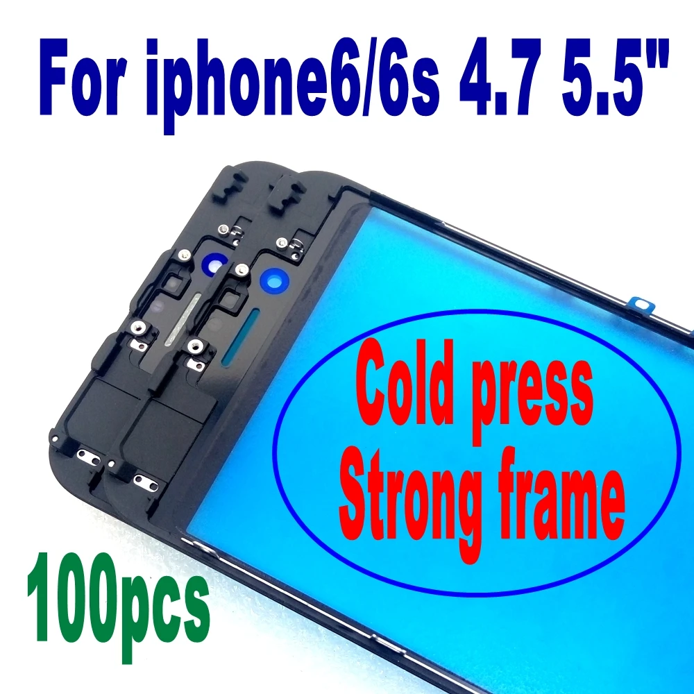 100 шт. холоднопрессованное стекло с рамкой для iPhone 6 6s Plus предварительно собранное