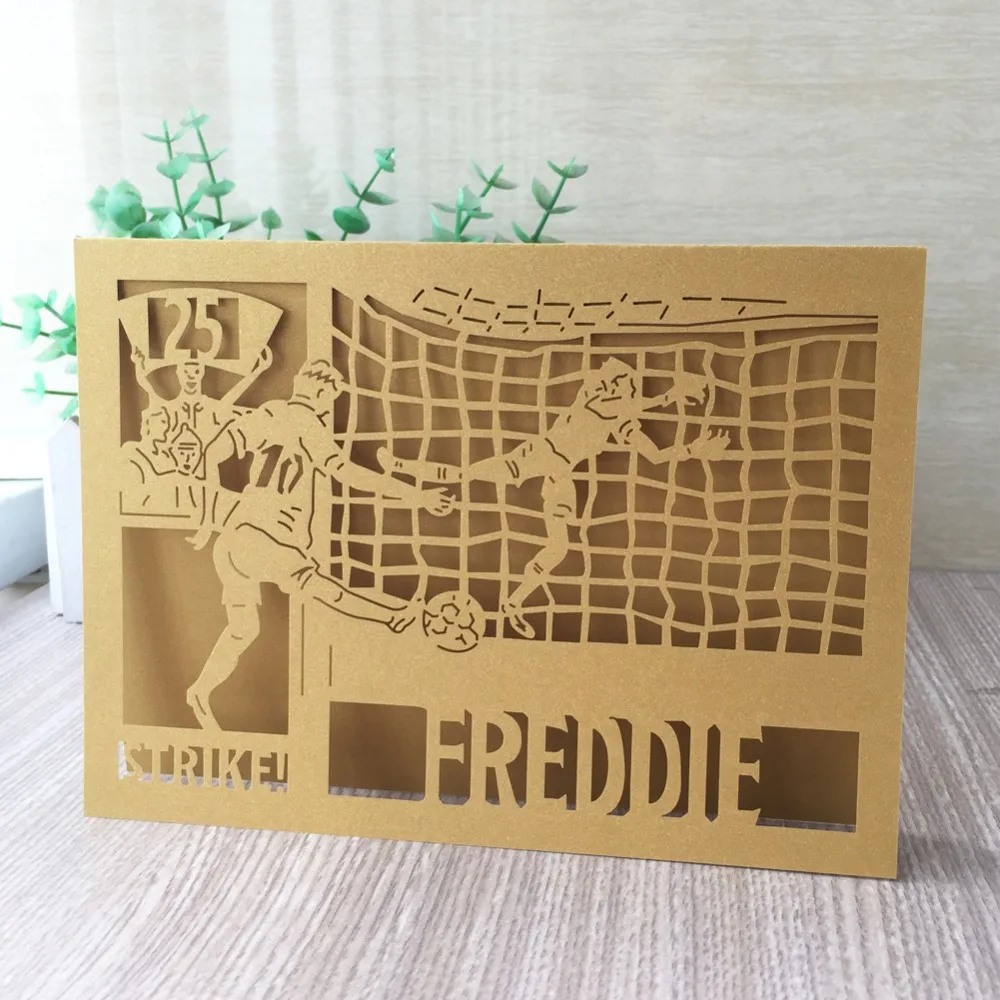 

45pcs Delicate Carved Football Pattern Invitations Card Event&Party Supplies Birthday Party Decorations
