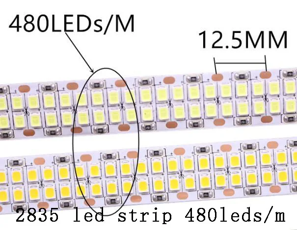 2835-480leds-1m SMD 2835 5630 5050 60/120/240/480 светодиодов/m цветных(RGB) светодиодных лент: 5 м 300/600/1200/2400 светодиодов/M DC12V 24V W RGB LED полосы света Гибкие светодиодные ленты - Испускаемый цвет: 2835-480leds-1m