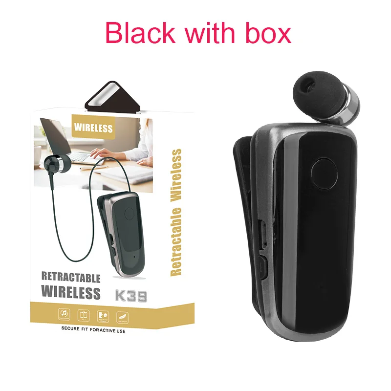 Karabale K39 Беспроводная bluetooth-гарнитура CSR чип в ухо Вибрационный оповещение износ клип наушник Hands-Free - Цвет: Black with box