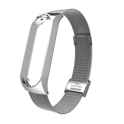 Silver Браслет mi lans, ремешок для Xiaomi mi, 3 браслета, mi Band, 3 браслета, Pulseira, металлический браслет из нержавеющей стали, Xio mi Band 3 - Цвет: Silver